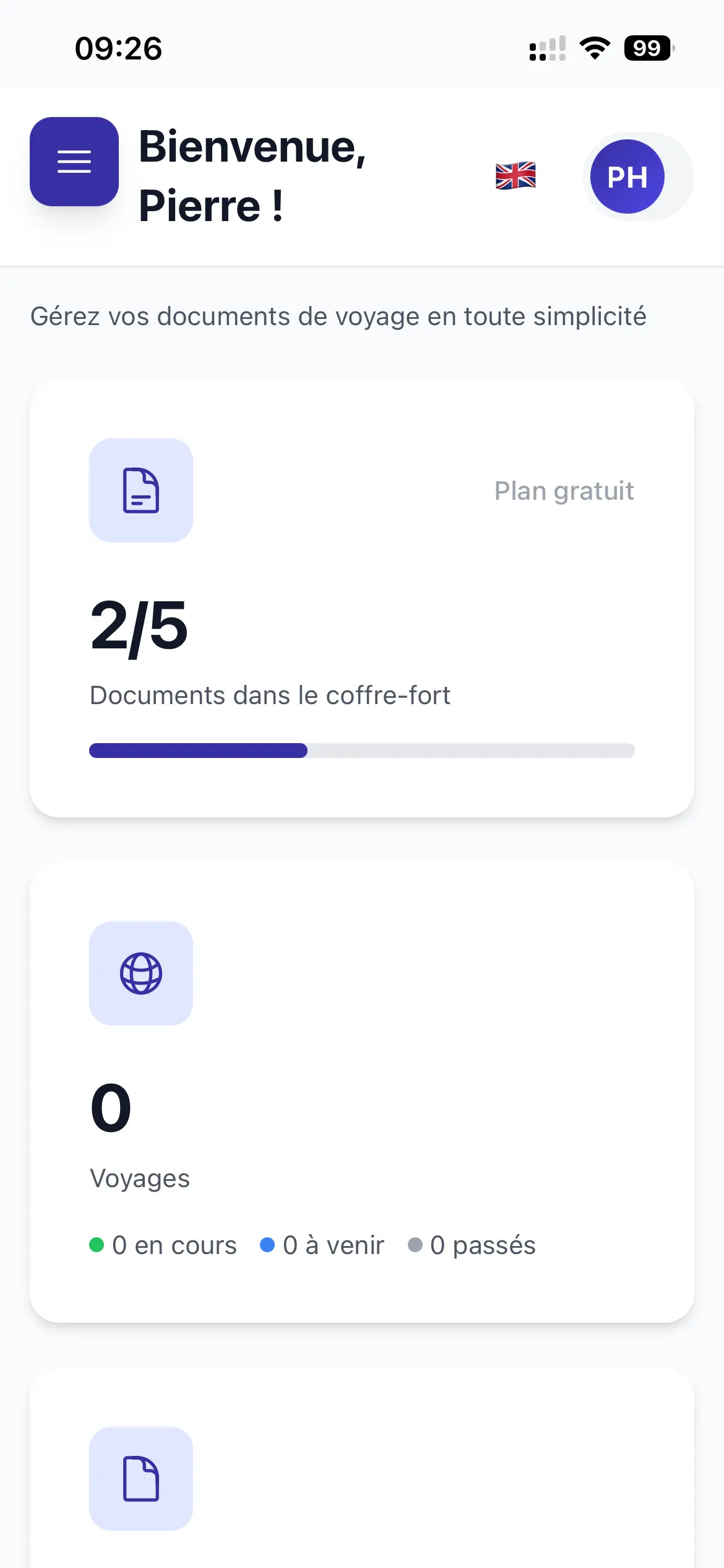 Aperçu de l'application Koffer
